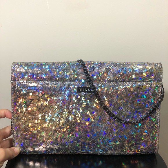 Milly Holographic Python-Embossed Purse - Picture 2 of 9